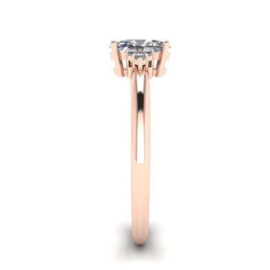 Diamante oval com 3 lados anel de diamantes ouro rosa, More Image 1