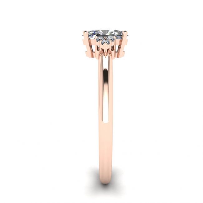 Diamante oval com 3 lados anel de diamantes ouro rosa - Foto 2