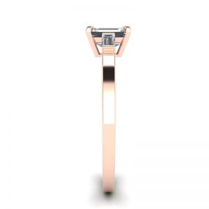 Anel de diamante baguete com corte esmeralda e lateral ouro rosa - Foto 2