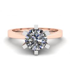 Anel de diamante em ouro rosa 18K para noivado