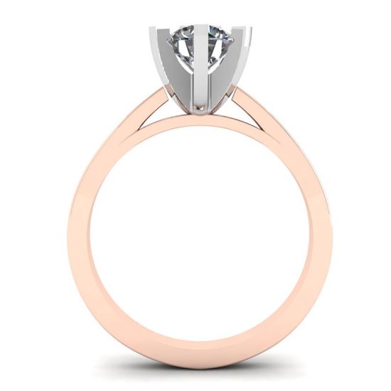 Anel de diamante em ouro rosa 18K para noivado, More Image 0