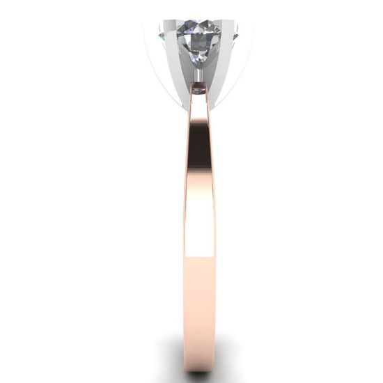 Anel de diamante em ouro rosa 18K para noivado, More Image 1