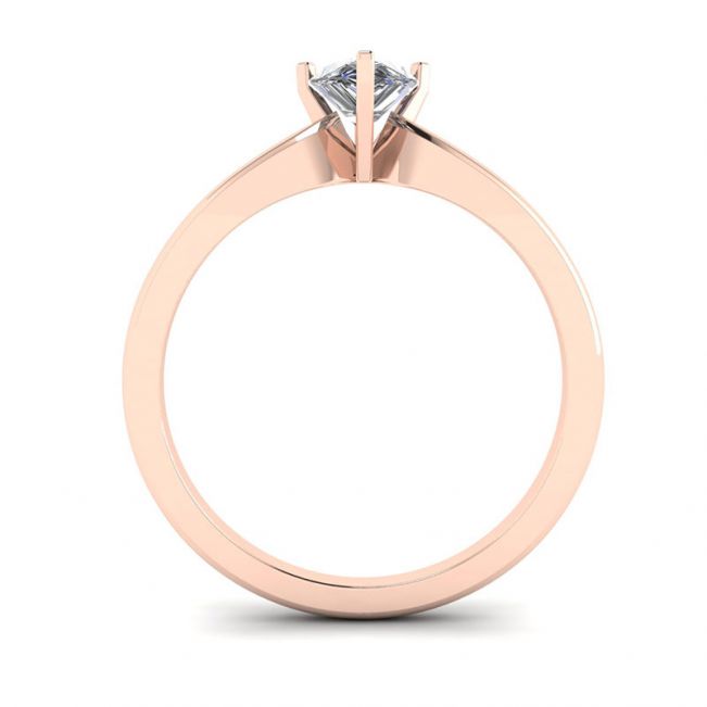 Anel solitário de diamante pera em ouro rosa de 6 pontas - Foto 1