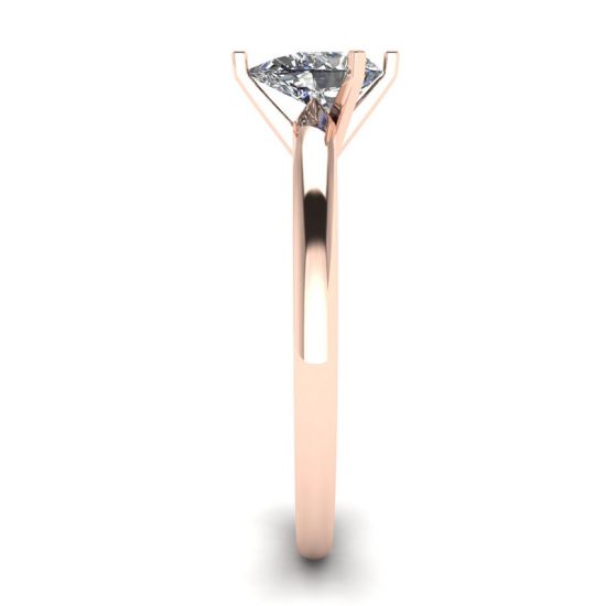 Anel solitário de diamante pera em ouro rosa de 6 pontas, More Image 1
