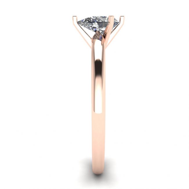 Anel solitário de diamante pera em ouro rosa de 6 pontas - Foto 2