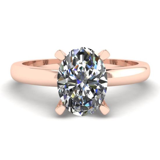 Anel de diamante oval ouro rosa, Imagem 1