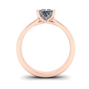 Anel de ouro rosa 18K com diamante lapidação princesa - Foto 1