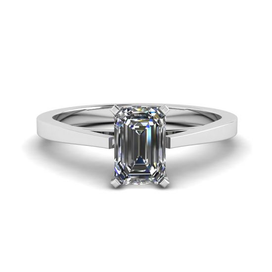 Anel de diamante com lapidação de esmeralda em estilo futurista, Ampliar imagem 1