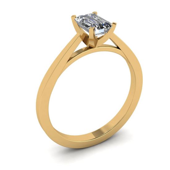 Anel de diamante com lapidação esmeralda estilo futurista em ouro amarelo 18 quilates,  Ampliar imagem 4