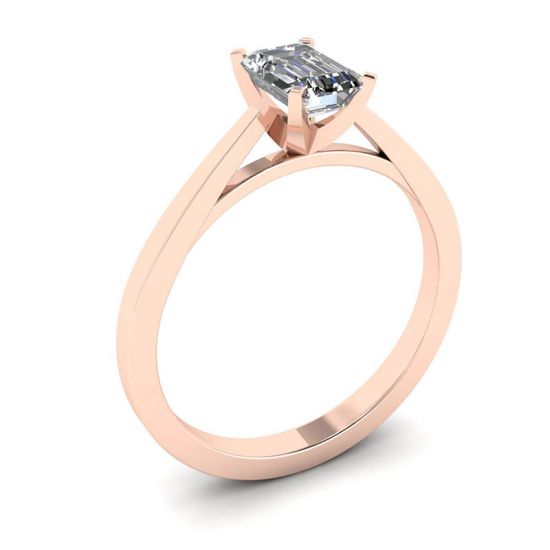 Anel de diamante com lapidação esmeralda estilo futurista em ouro rosa 18K,  Ampliar imagem 4