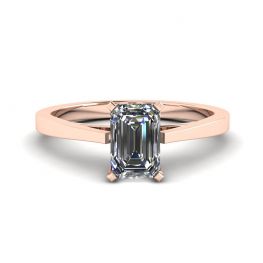 Anel de diamante com lapidação esmeralda estilo futurista em ouro rosa 18K Anel de diamante com lapidação esmeralda estilo futurista em ouro rosa 18K