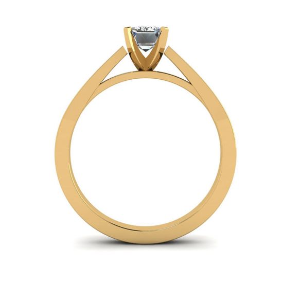 Anel de diamante com lapidação esmeralda estilo futurista em ouro amarelo 18 quilates,  Ampliar imagem 2