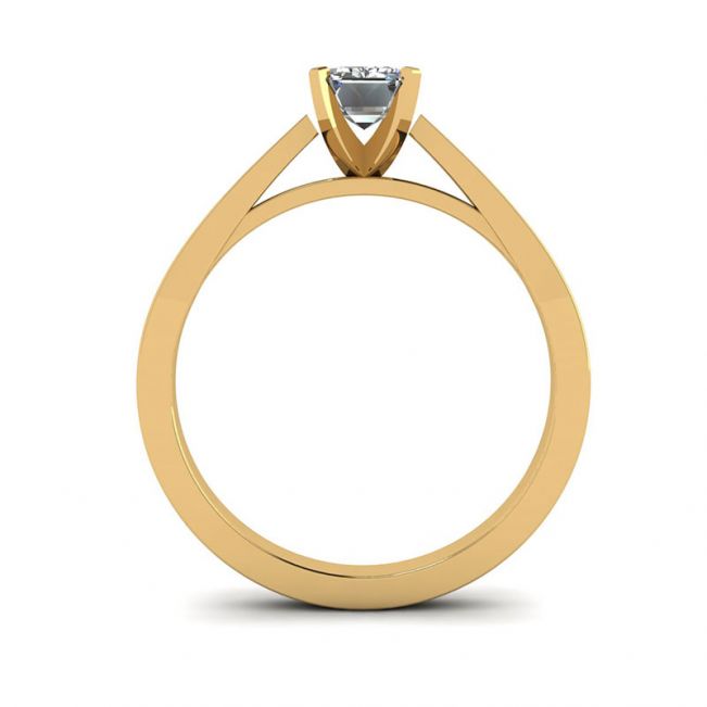 Anel de diamante com lapidação esmeralda estilo futurista em ouro amarelo 18 quilates - Foto 1