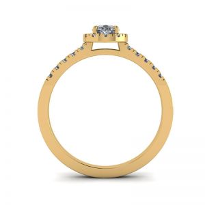 Anel Halo Diamond em forma de pêra em ouro amarelo 18K - Foto 1