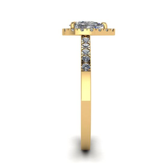 Anel Halo Diamond em forma de pêra em ouro amarelo 18K,  Ampliar imagem 3