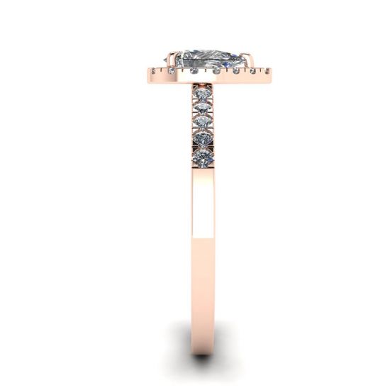 Anel Halo Diamond em forma de pêra em ouro rosa 18K,  Ampliar imagem 3