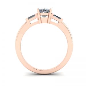 Anel de ouro rosa oval baguete lateral com diamante - Foto 1