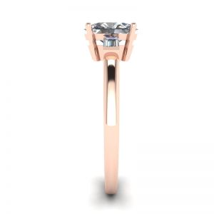 Anel de ouro rosa oval baguete lateral com diamante - Foto 2