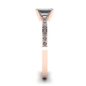 Anel de ouro rosa 18K com diamante lapidação esmeralda - Foto 2