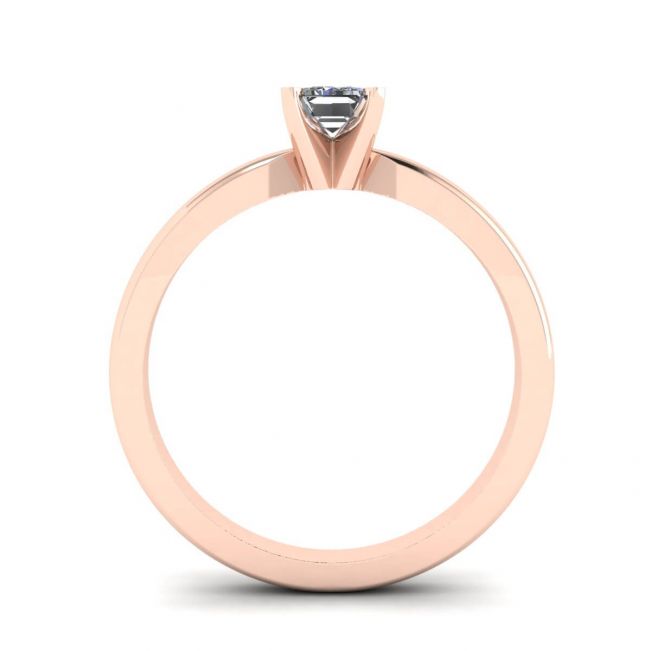 Anel de diamante retangular em ouro rosa branco - Foto 1