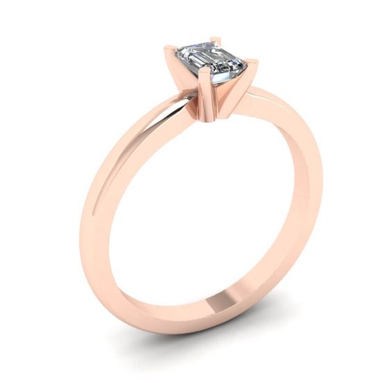 Anel de diamante retangular em ouro rosa branco,  Ampliar imagem 4