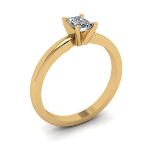 Anel de diamante retangular em ouro branco-amarelo - Foto 3