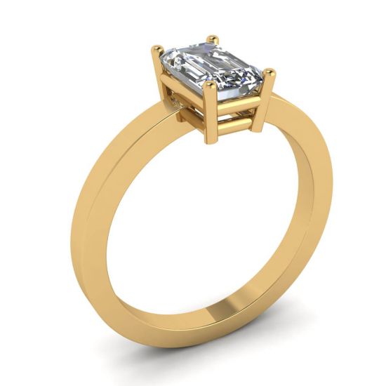 Anel de diamante retangular em ouro amarelo 18K,  Ampliar imagem 4