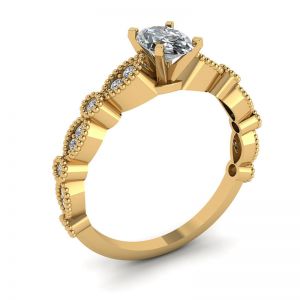 Anel de diamante oval estilo romântico ouro amarelo - Foto 3
