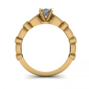Anel de diamante oval estilo romântico ouro amarelo - Foto 1