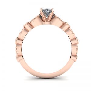 Anel de diamante oval estilo romântico ouro rosa - Foto 1