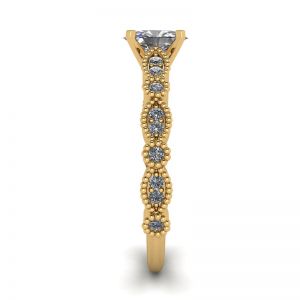Anel de diamante oval estilo romântico ouro amarelo - Foto 2