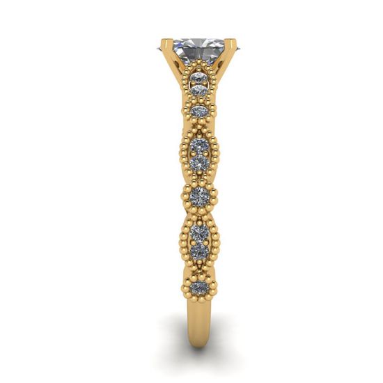 Anel de diamante oval estilo romântico ouro amarelo,  Ampliar imagem 3