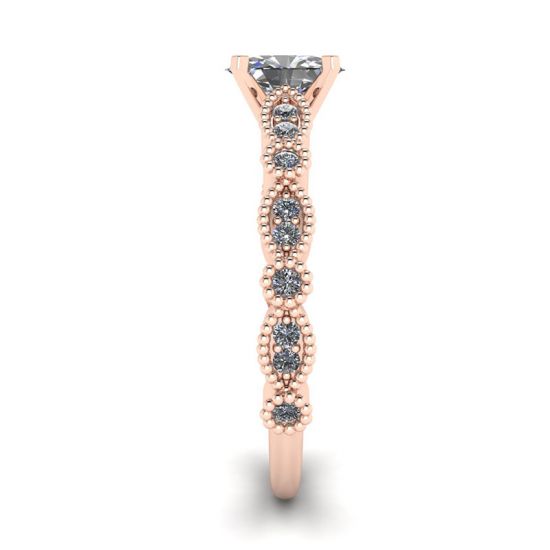 Anel de diamante oval estilo romântico ouro rosa, More Image 1