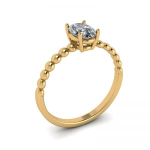 Diamante oval em anel de ouro amarelo 18K frisado - Foto 3