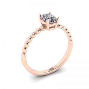 Diamante oval em anel de ouro rosa 18K frisado - Foto 3