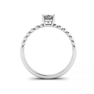 Diamante oval em anel de ouro branco 18K frisado - Foto 1