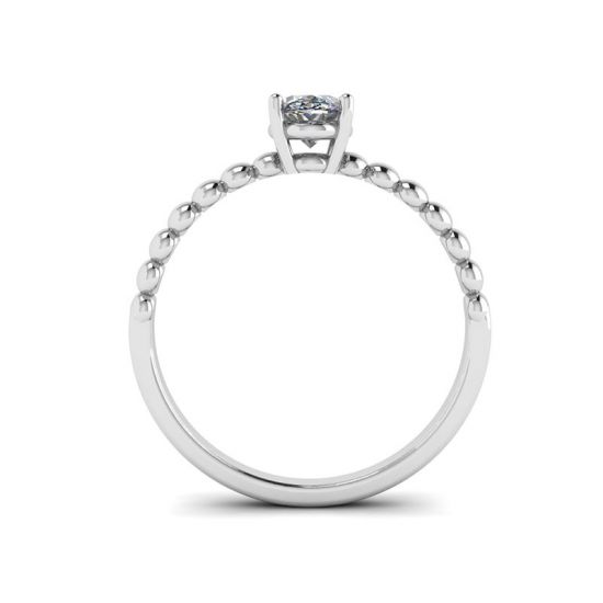 Diamante oval em anel de ouro branco 18K frisado,  Ampliar imagem 2