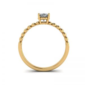 Diamante oval em anel de ouro amarelo 18K frisado - Foto 1