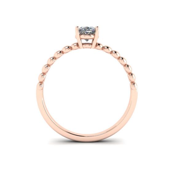 Diamante oval em anel de ouro rosa 18K frisado, More Image 0