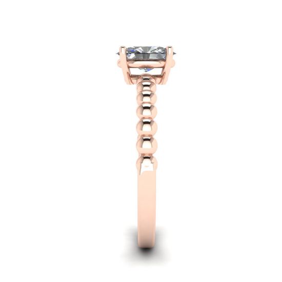 Diamante oval em anel de ouro rosa 18K frisado, More Image 1