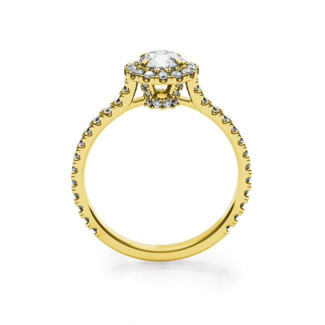 Anel de diamante redondo Halo em ouro amarelo 18K - Foto 3