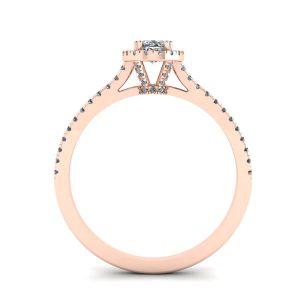 Anel com lapidação oval Halo Diamond em ouro rosa 18K - Foto 1