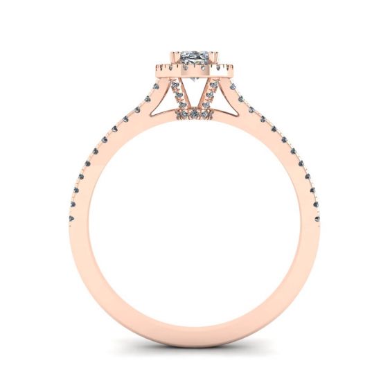 Anel com lapidação oval Halo Diamond em ouro rosa 18K, More Image 0