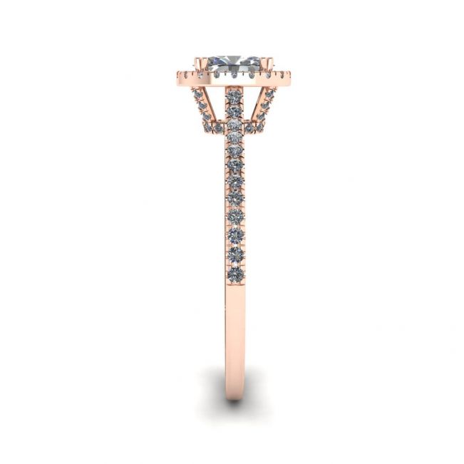 Anel com lapidação oval Halo Diamond em ouro rosa 18K - Foto 2