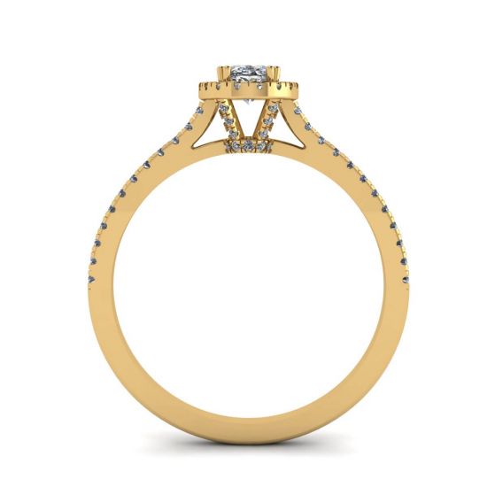 Anel com corte oval Halo Diamond em ouro amarelo 18K, More Image 0