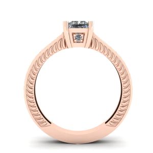Anel de diamante estilo oriental corte princesa ouro rosa 18 quilates - Foto 1