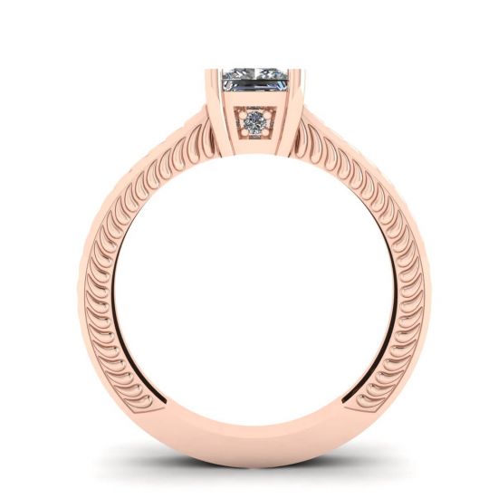 Anel de diamante estilo oriental corte princesa ouro rosa 18 quilates,  Ampliar imagem 2