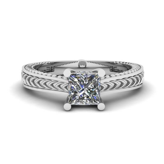 Anel de diamante corte princesa estilo oriental, Ampliar imagem 1