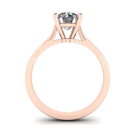 Anel de diamante clássico com um diamante em ouro rosa,  Ampliar imagem 2