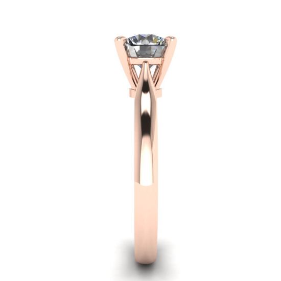 Anel de diamante clássico com um diamante em ouro rosa,  Ampliar imagem 3